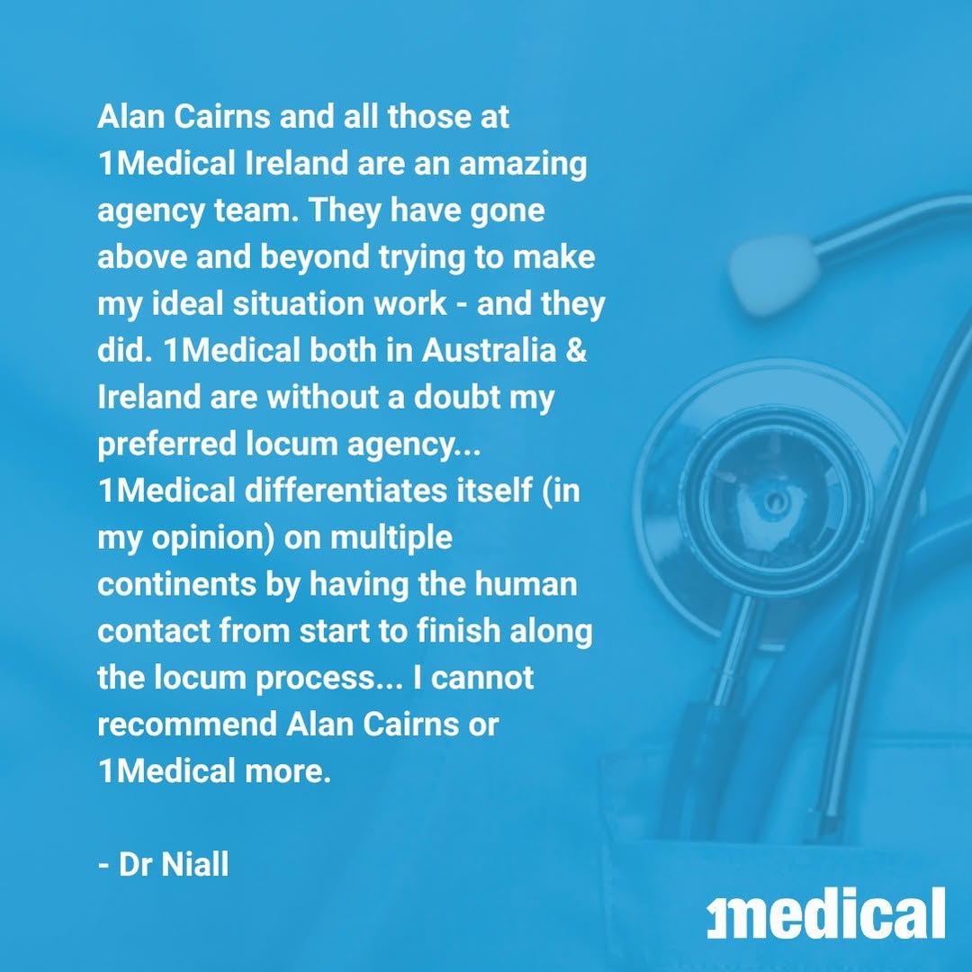 Congratulations to Alan Cairns, from our Ireland team for a glowing testimonial from one of our doctors! “Alan Cairns an...