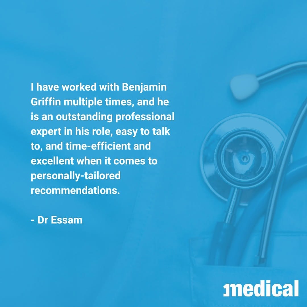 Congratulations to Benjamin Griffin on receiving yet another glowing testimonial from one of our locum doctors 