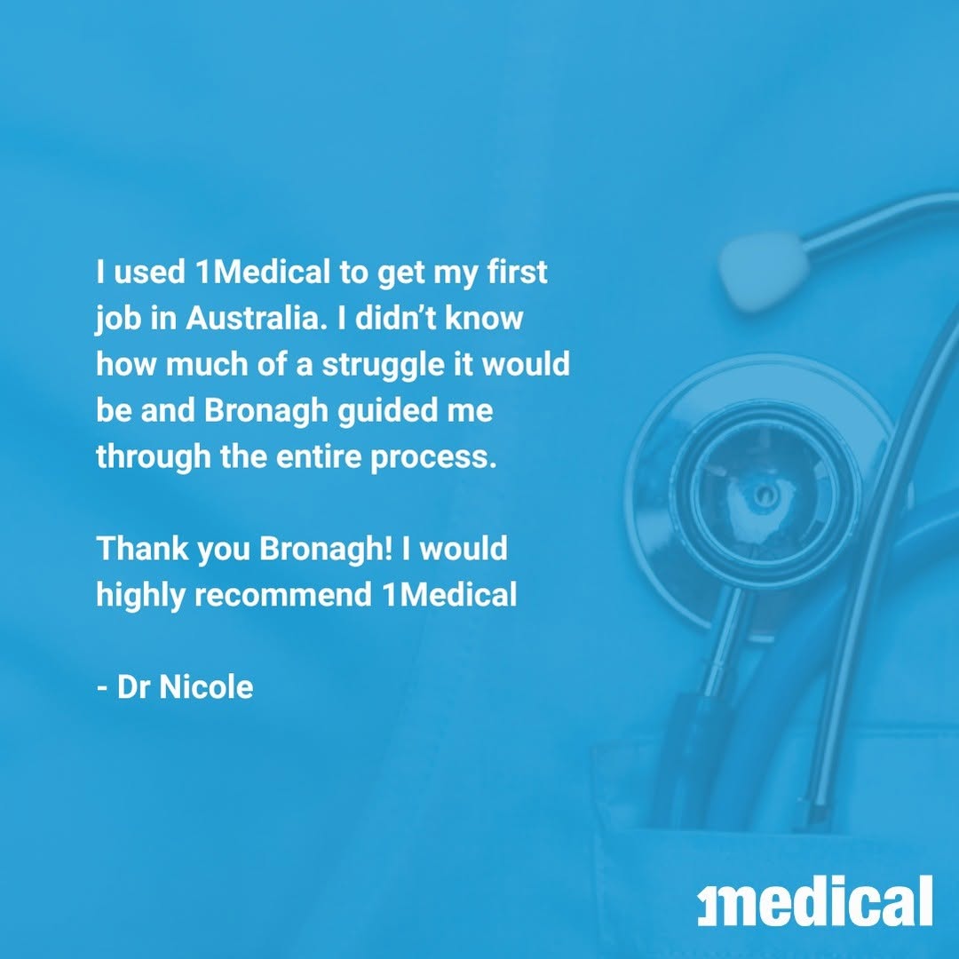 Congratulations to Bronagh Kilcommins for a great testimonial from one of our doctors! “I used 1Medical to get my first ...